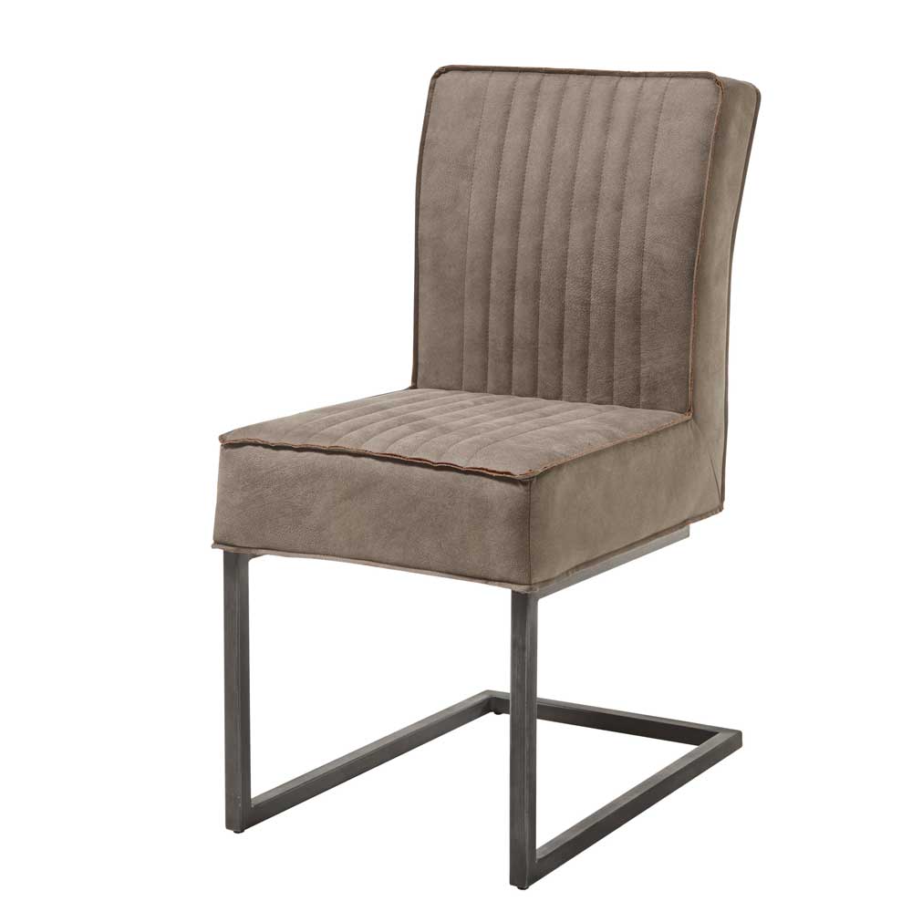 Möbel4Life Esstisch Stühle in Taupe und Schwarz Schwinggestell aus Metall (2er Set)