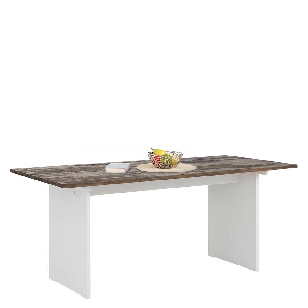 Möbel4Life Küchentisch in Kiefer dunkel und Weiß Skandi Design