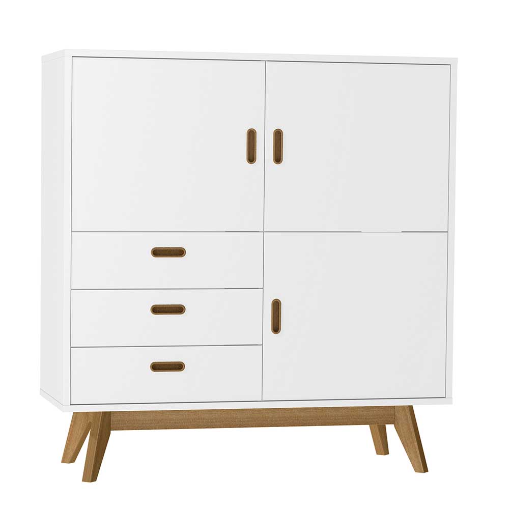 Doncosmo Esszimmer Highboard in Weiß Eiche massiv