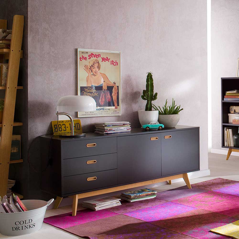 Doncosmo Design Sideboard in Schwarz Eiche 170 cm