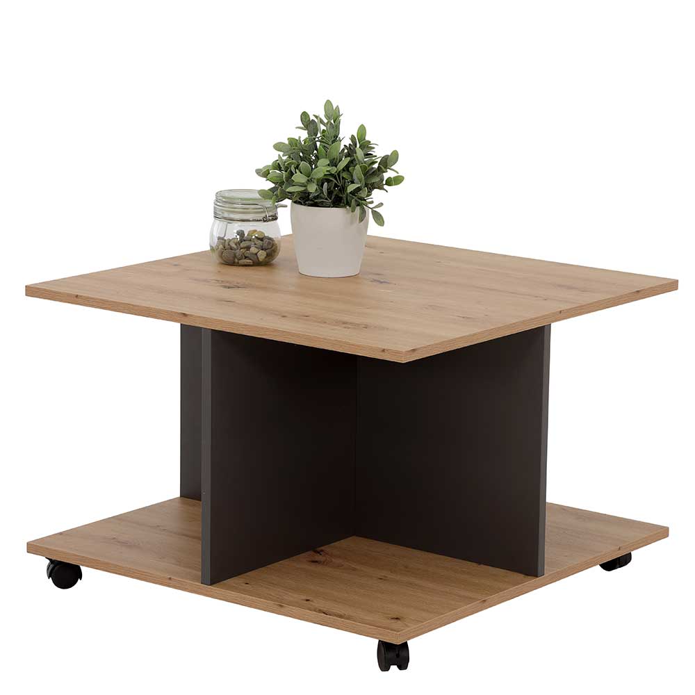 4Home Quadratischer Wohnzimmer Tisch in modernem Design rollbar
