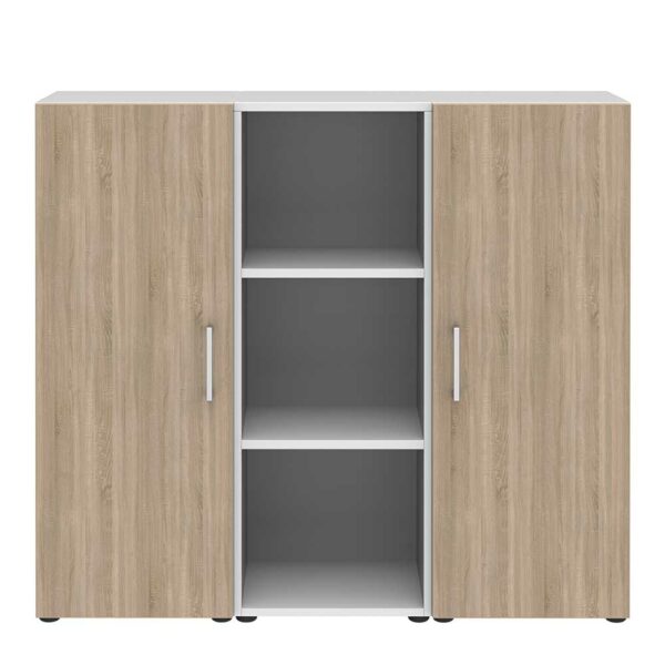 Spirinha Ordnerschrank Home Office in Sonoma-Eiche Holzoptik Weiß