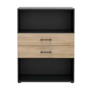 Spirinha Büroregal mit Schubladen in Hickory Holzoptik Anthrazit