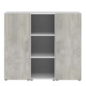 Spirinha Home Office Aktenschrank in Weiß Beton Optik Grau