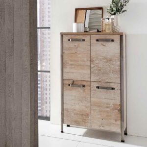 Basilicana Bad Highboard in Eiche Grau Nachbildung Industry Style