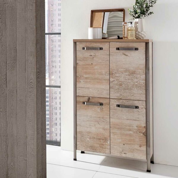 Basilicana Bad Highboard in Eiche Grau Nachbildung Industry Style