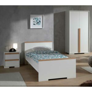 4Home Jugendzimmermöbel Set in Weiß und Buche modern (dreiteilig)