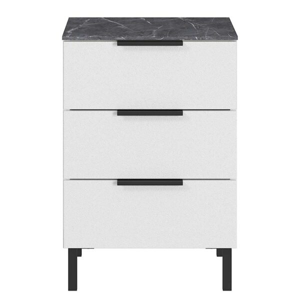Möbel Exclusive Nachtschrank in Weiß und Grau 60 cm hoch