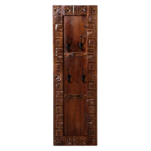 Möbel Exclusive Wandgarderobe aus Teak Massivholz Antik Finish