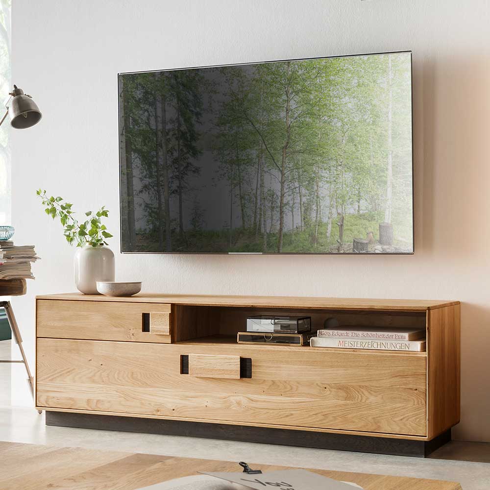 Möbel4Life Massives TV Lowboard aus Wildeiche und Eiche 155 cm breit
