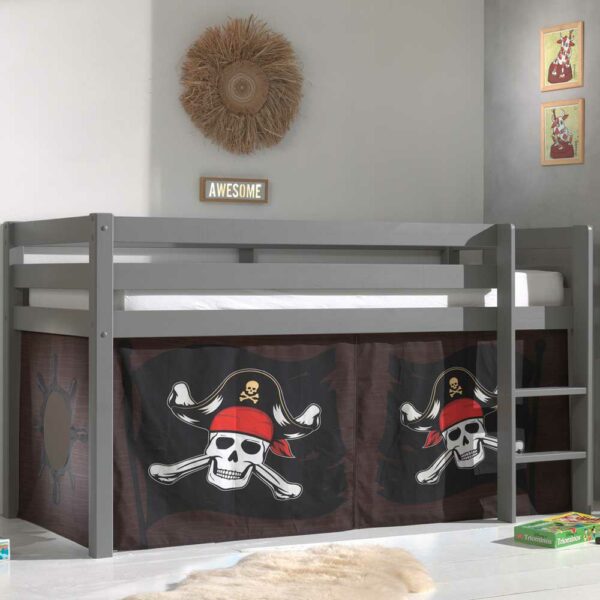 4Home Spielbett Pirat aus Kiefer Massivholz Grau