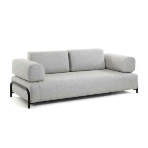 4Home Dreier Sofa in Hellgrau Webstoff modern