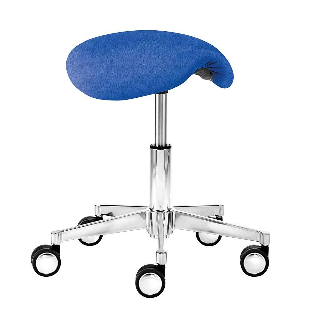 PerfectFurn Bürohocker in Blau Webstoff rollbar