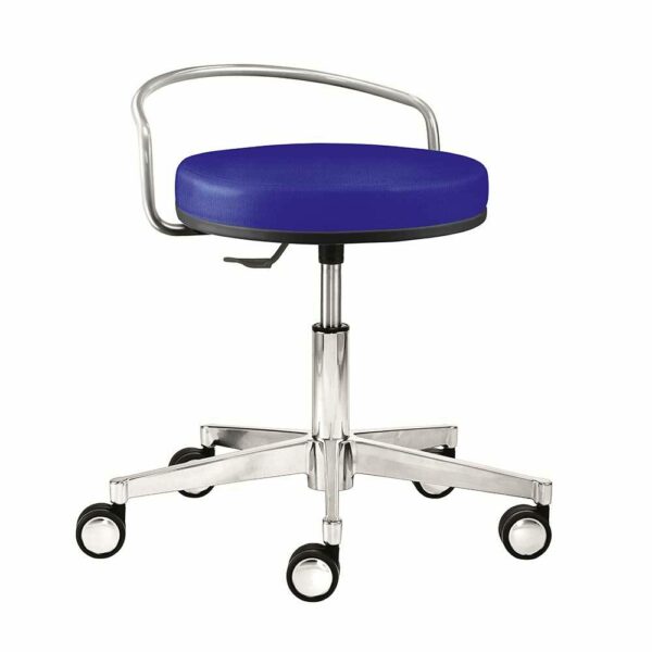 PerfectFurn Arbeitshocker in Blau Webstoff Gasdruck