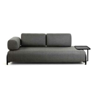 4Home Couch in Dunkelgrau Webstoff abnehmbarem Stecktisch