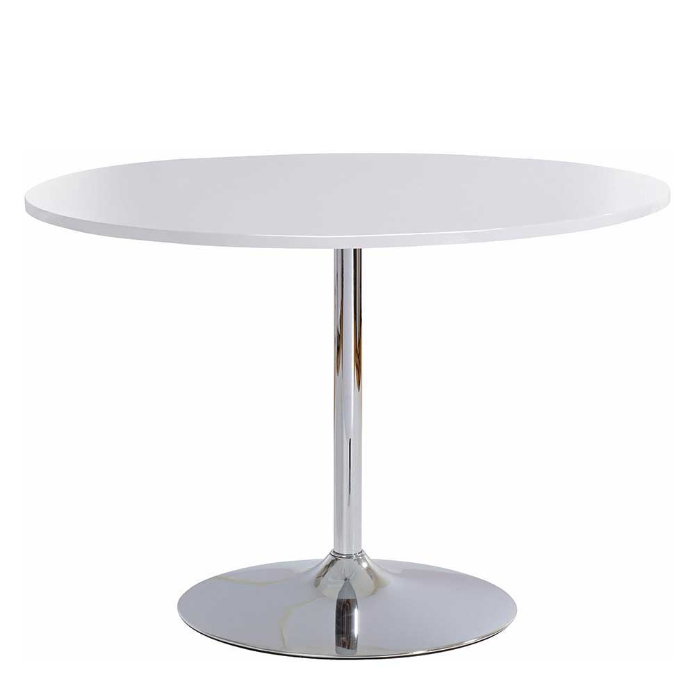 Möbel4Life Esstisch in Weiß und Chromfarben runder Tischplatte