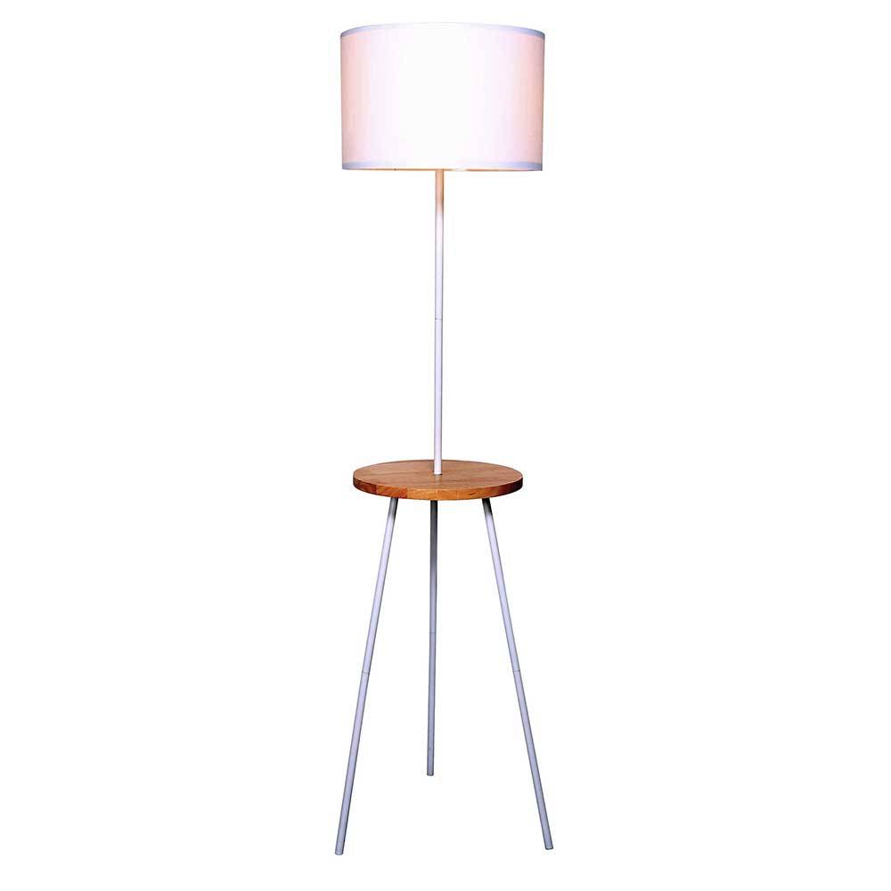 Rodario Stehlampe mit Tisch in Weiß Holz Naturfarben