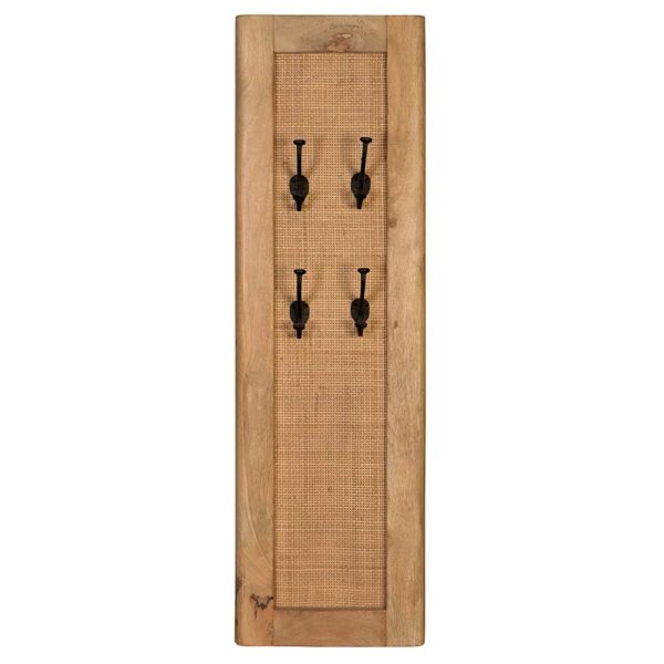 Möbel Exclusive Wandgarderobenleiste aus Rattan Geflecht Mangobaum Massivholz