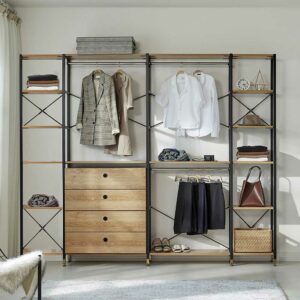 iMöbel Garderoben Regalwand mit vier Schubladen Industrie und Loft Stil