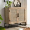 Möbel Exclusive Wohnzimmer Kommode aus Mangobaum Massivholz Rattan