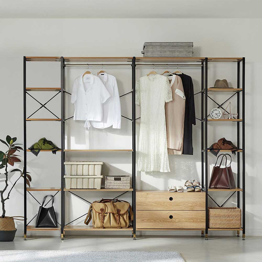 iMöbel Komplett Garderobe im Industrie und Loft Stil zwei Schubladen & Kleiderstangen