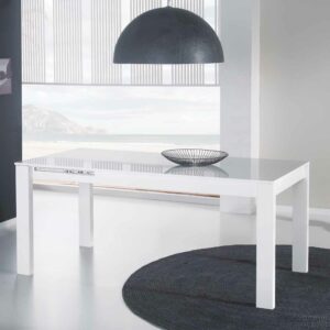 Furnitara Esszimmertisch mit ausziehbarer Tischplatte Weiß Hochglanz