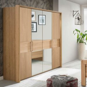 Franco Möbel Schlafzimmerschrank aus Eiche teilmassiv Spiegel