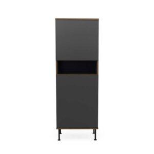 Doncosmo Schmaler Schrank in Anthrazit und Walnussfarben Retrostil