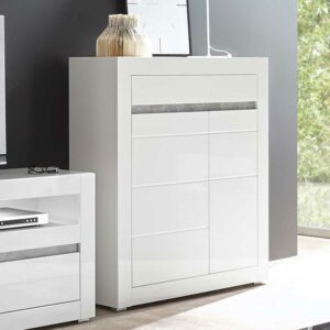 Brandolf Wohnzimmer Highboard in Weiß Hochglanz 100 cm breit