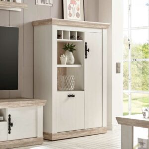 Brandolf Landhaus Highboard in Weiß Pinie Weinfach