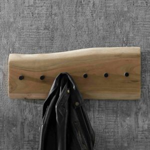 Möbel Exclusive Wandgarderobenleiste aus Akazie Massivholz 60 cm breit