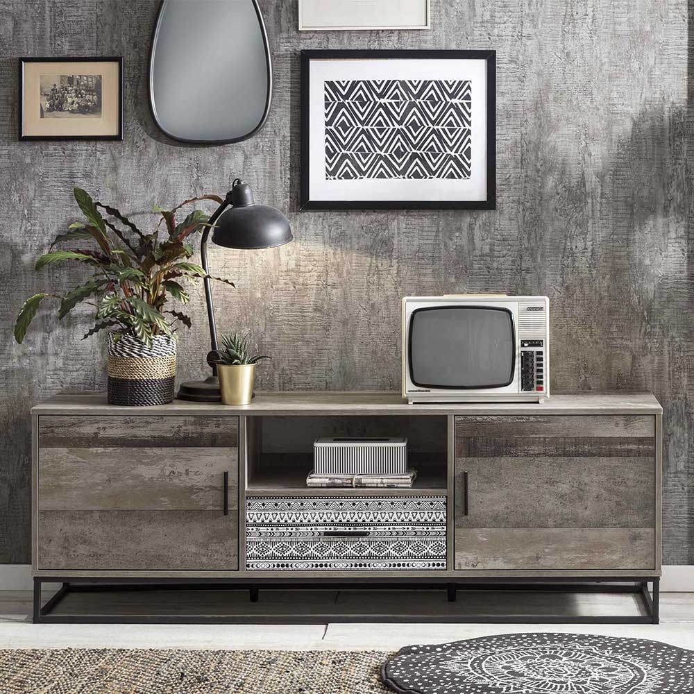 Möbel Exclusive Fernseh Unterschrank in Grey Wash Optik 160 cm breit