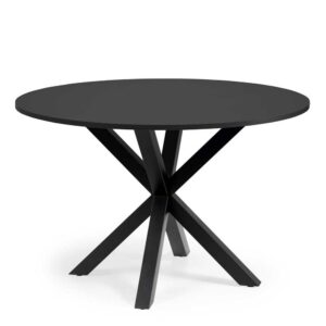 4Home Runder Küchen Tisch in Schwarz mit Metallgestell 120 cm breit