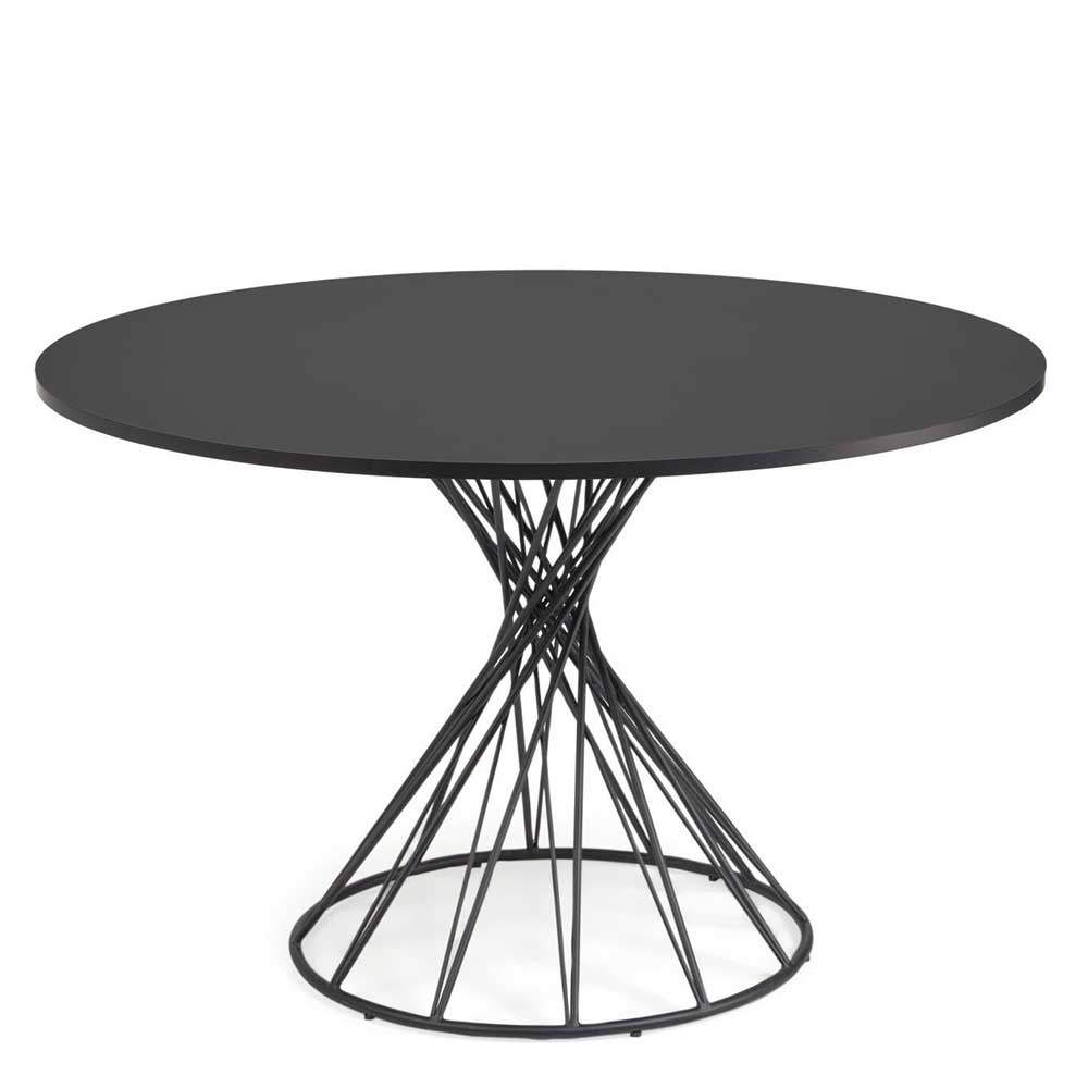 4Home Esszimmertisch in Schwarz runde Tischplatte