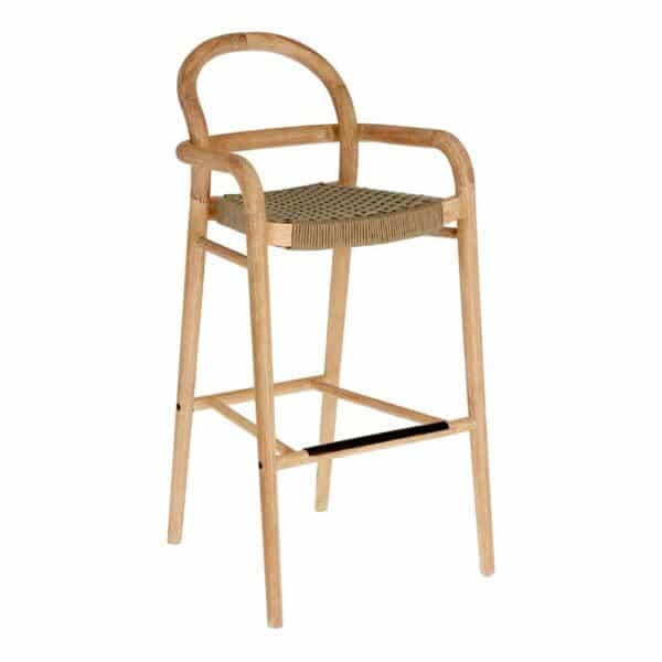 4Home Barstühle mit Rückenlehne Eukalyptusholz (2er Set)