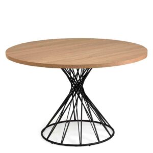 4Home Runder Esszimmer Tisch in Naturfarben und Schwarz Drahtgestell