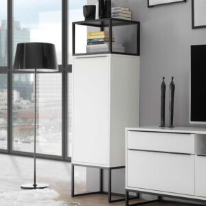 TopDesign Standvitrine in Schwarz und Weiß 50 cm breit