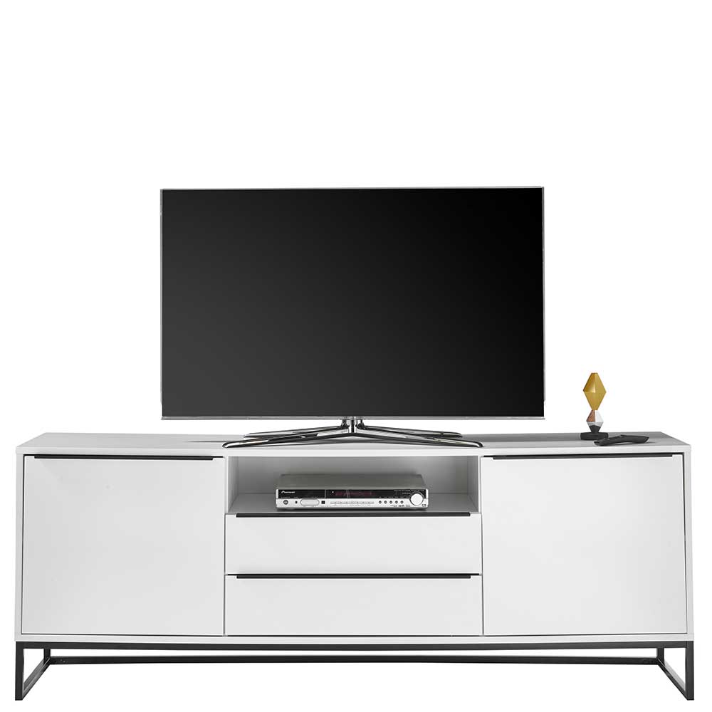 TopDesign TV Board in Weiß und Schwarz zwei Schubladen