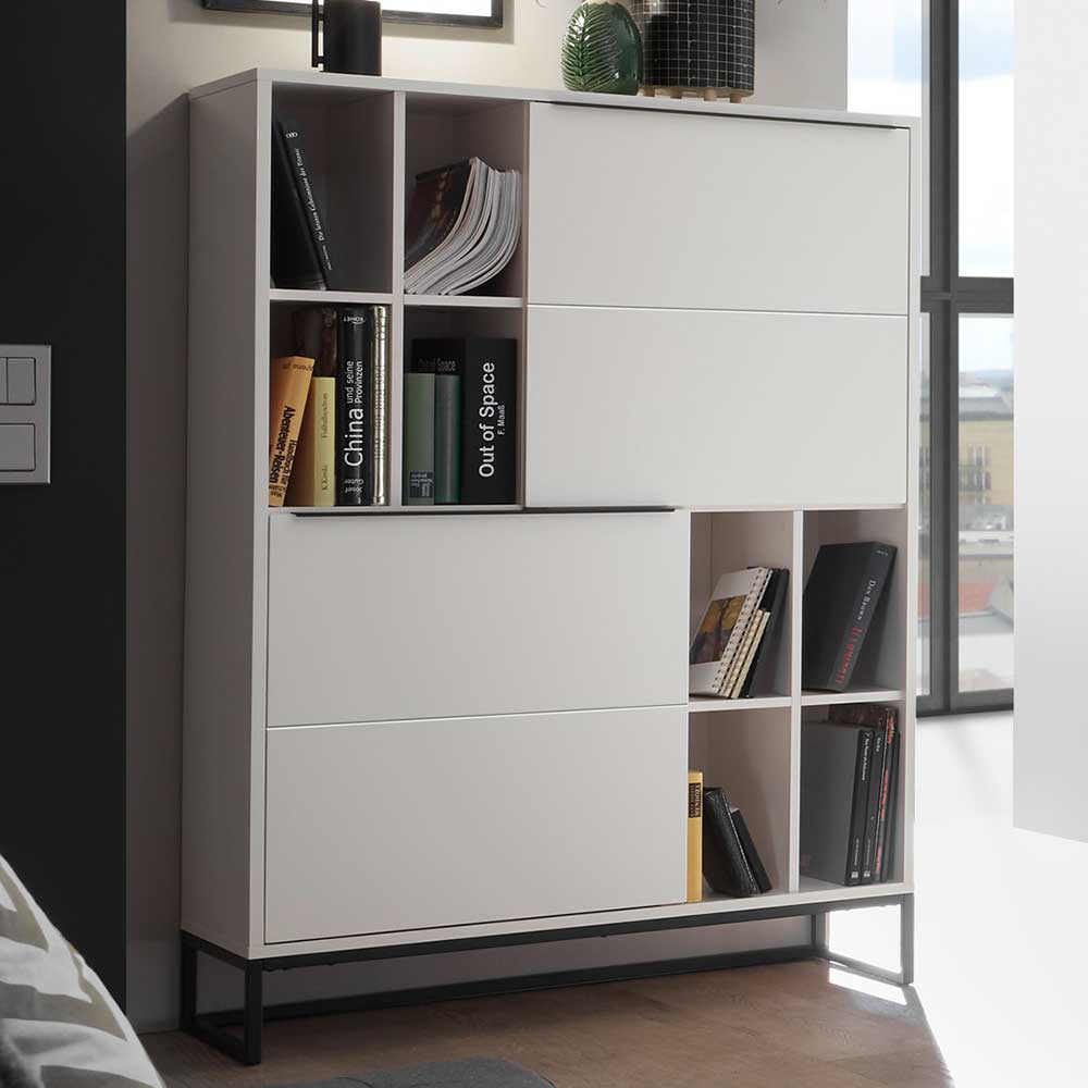 TopDesign Wohnzimmer Highboard in Weiß und Schwarz 100 cm breit