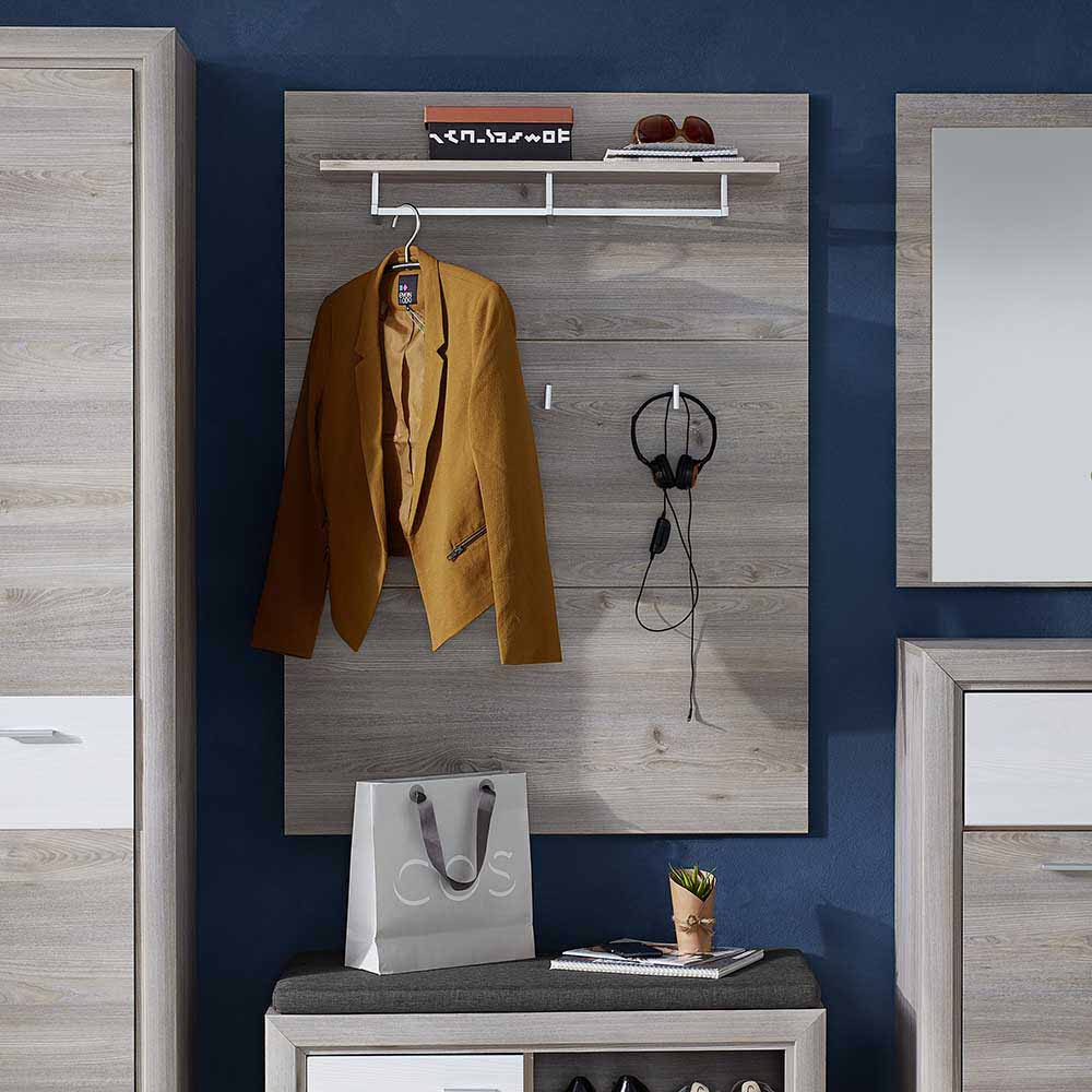 BestLivingHome Flurgarderobe in Eiche Grau 90 cm breit