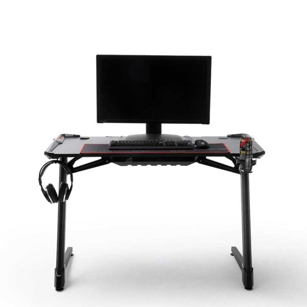 TopDesign Schreibtisch in Schwarz LED Beleuchtung und Kabeldurchlass