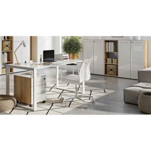 Möbel Exclusive Office Möbel Set in Weiß und Wildeiche Optik Made in Germany (fünfteilig)