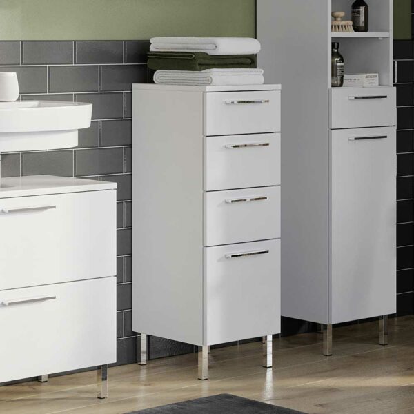 Möbel Exclusive Bad Unterschrank in Weiß vier Schubladen