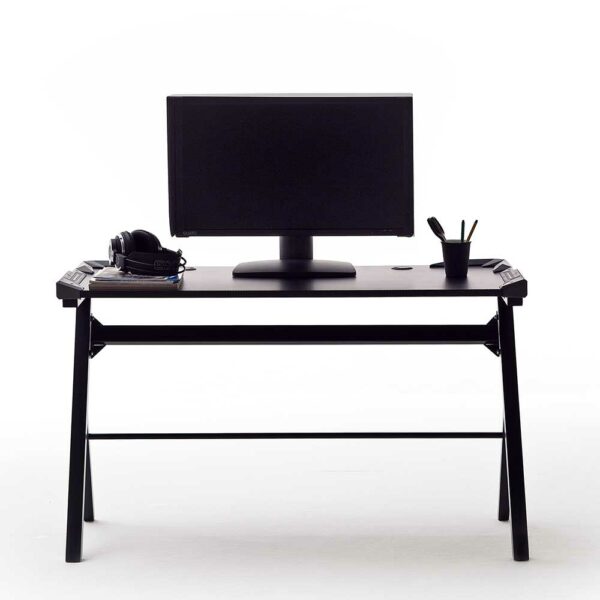 TopDesign PC Schreibtisch in Schwarz LED Beleuchtung