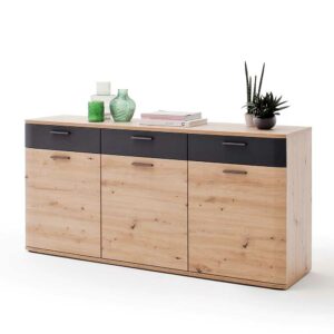 TopDesign Türen Sideboard in Eichefarben und Anthrazit 180 cm breit