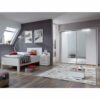 Franco Möbel Schlafzimmerset mit Einzelbett Lärche Weiß (dreiteilig)