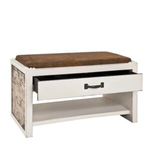 Tollhaus Dielenbank in Weiß Braun Shabby Chic