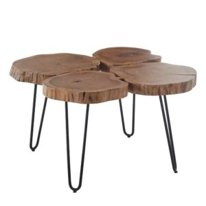 Möbel4Life Baumscheiben Couchtisch aus Akazie Massivholz Industry und Loft Stil
