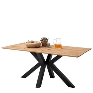 TopDesign Esszimmer Tisch aus Eiche Massivholz Metall Vierfußgestell