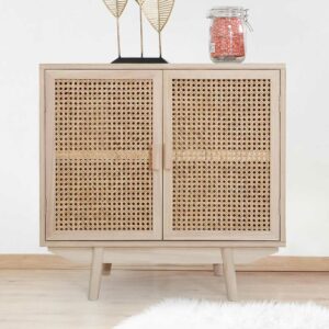 Rodario Skandi Holzkommode im Skandi Design Rattan